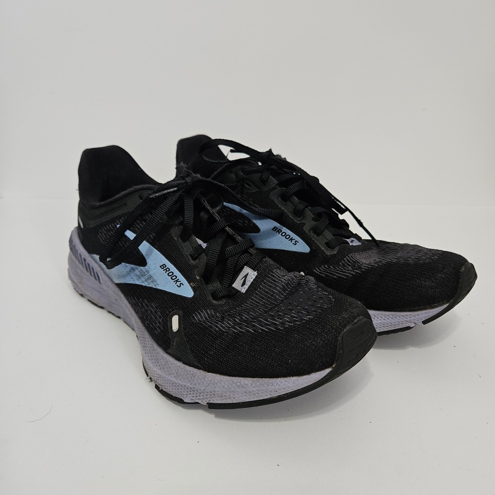 Brooks Launch GTS 9 Running Shoes Womens 8.5 Black Blue Guiderails Workout Gym